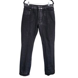 Forever 21 Mens Metallic Silver Sparkle Black Slim Fit Jeans 34